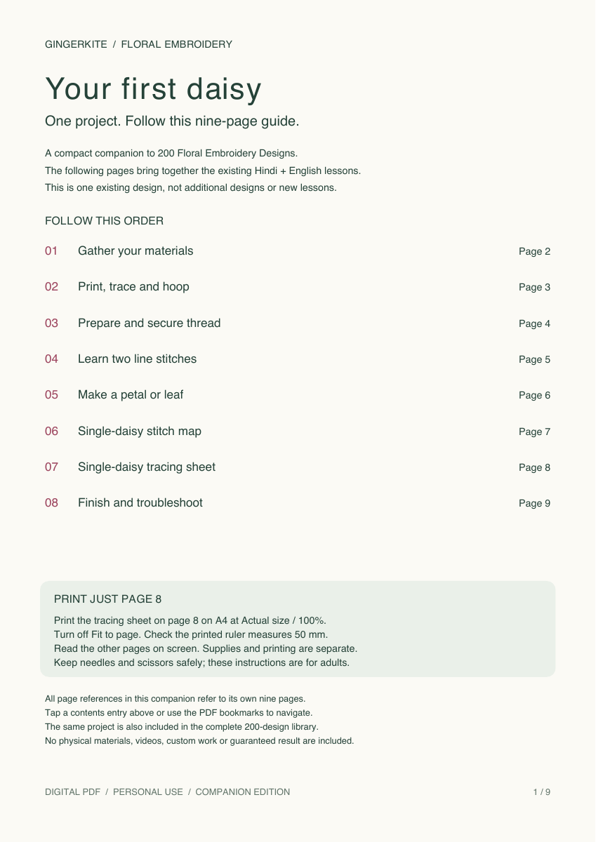 Actual cover and clickable contents of the corrected nine-page First Daisy companion.